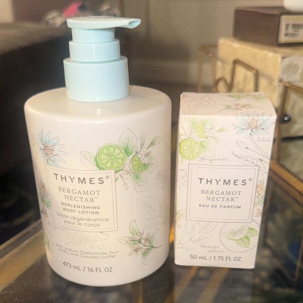 Thymes Bergamot Nectar Replenishing Body Lotion — Cream/Light Green